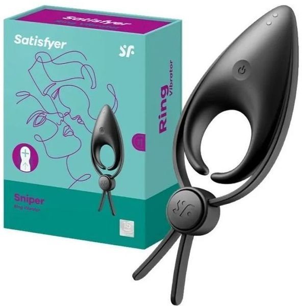 Ерекційне віброкільце лассо з регулюванням розміру Satisfyer Sniper Black 943970 фото