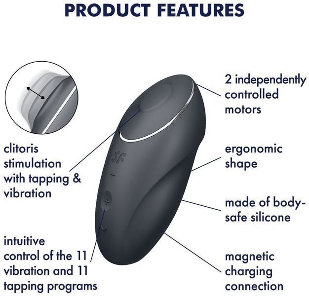 Вибратор Satisfyer Tap & Climax 1 Grey 1354396 фото