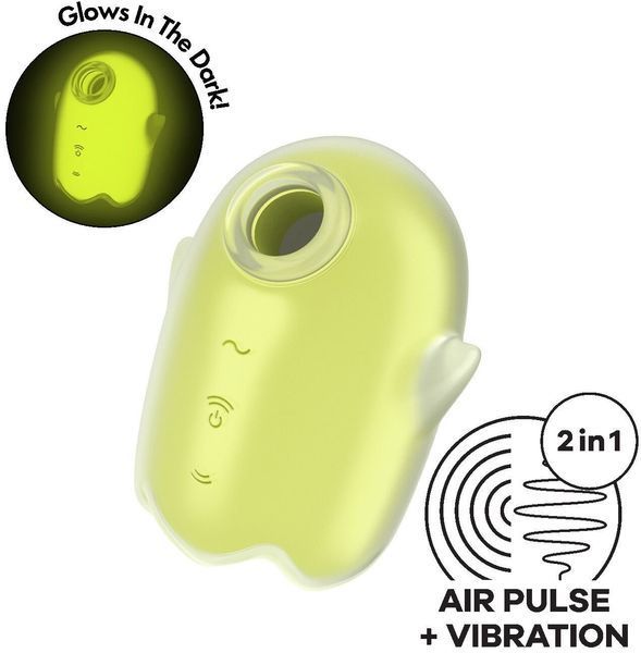 Вакуумний кліторальний стимулятор із вібрацією Satisfyer Glowing Ghost Yellow 1329861 фото