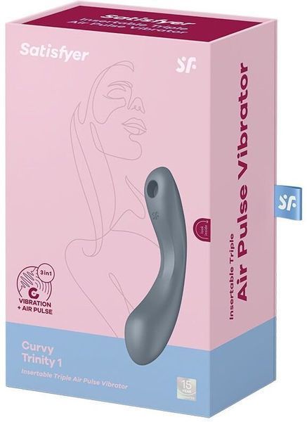 Вакуумный стимулятор с вибрацией Satisfyer Curvy Trinity 1 Bluegrey 1176185 фото