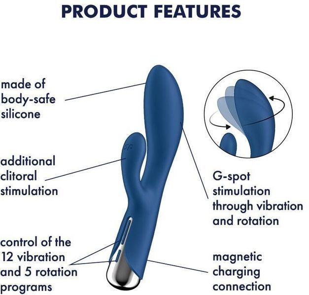 Вібратор-кролик Satisfyer Spinning Rabbit 1 Blue 1329891 фото