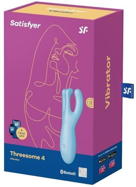 Клиторальный смарт вибратор Satisfyer Threesome 4 Blue с тремя пальчиками 939698 фото