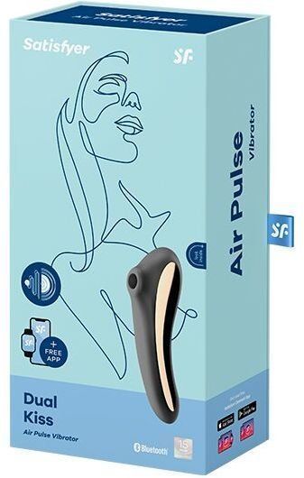 Вакуумний стимулятор із вібрацією Satisfyer Dual Kiss Black 939614 фото