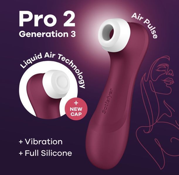 Вакуумний кліторальний стимулятор Satisfyer Pro 2 Generation 3 with Liquid Air Wine Red 1088332 фото
