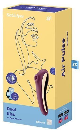 Вакуумний стимулятор із вібрацією Satisfyer Dual Kiss Wine Red 939616 фото