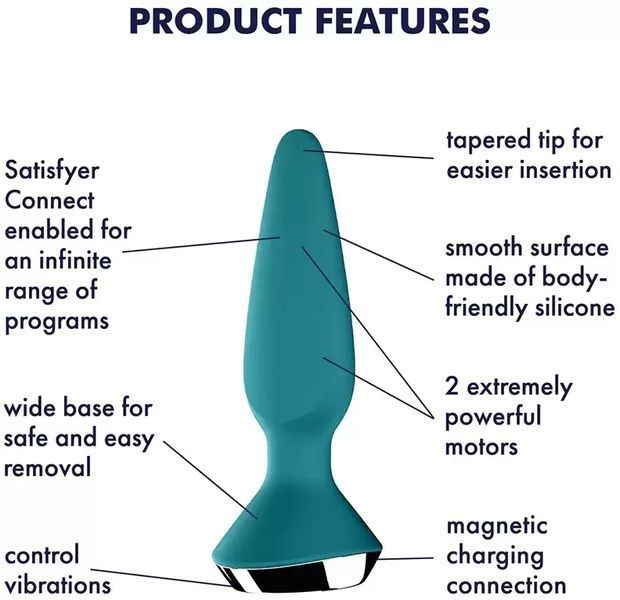 Анальная смарт-пробка Satisfyer Plug-ilicious 1 (зеленая) 857267 фото