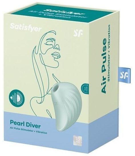 Вакуумний кліторальний стимулятор із вібрацією Satisfyer Pearl Diver Mint 939603 фото