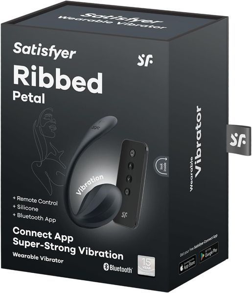 Віброяйце Satisfyer Ribbed Petal Connect App Black 1395346 фото