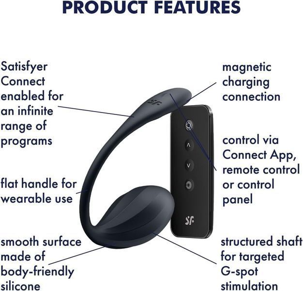 Віброяйце Satisfyer Ribbed Petal Connect App Black 1395346 фото