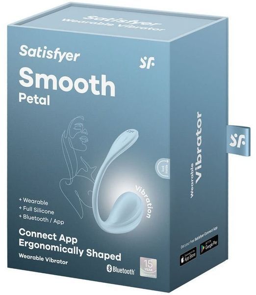 Виброяйцо Satisfyer Smooth Petal Connect App Light Blue 1354528 фото