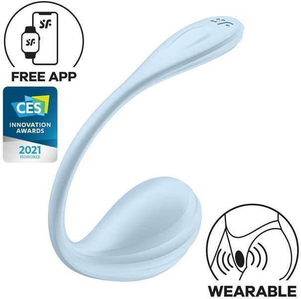 Виброяйцо Satisfyer Smooth Petal Connect App Light Blue 1354528 фото