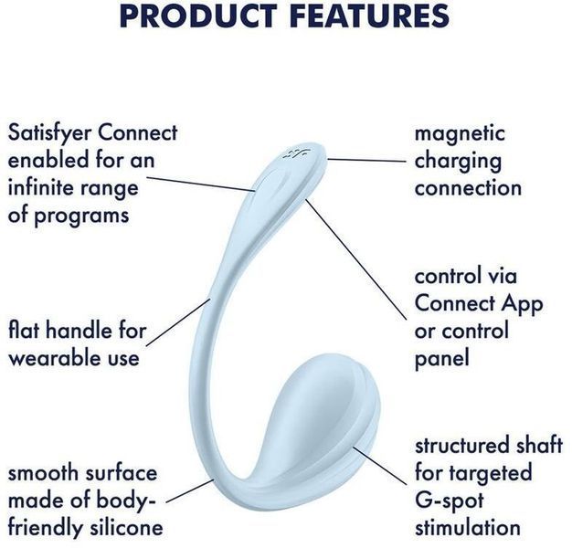 Виброяйцо Satisfyer Smooth Petal Connect App Light Blue 1354528 фото
