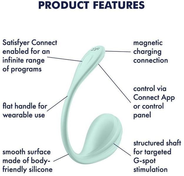Виброяйцо Satisfyer Smooth Petal Connect App Mint 1354527 фото
