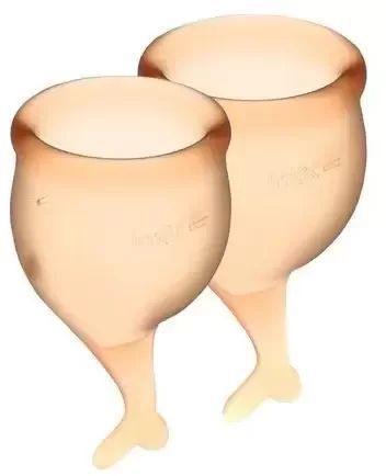 Набір менструальних чаш Satisfyer Feel Secure (orange), 15мл і 20мл, мішечок для зберігання 631507 фото