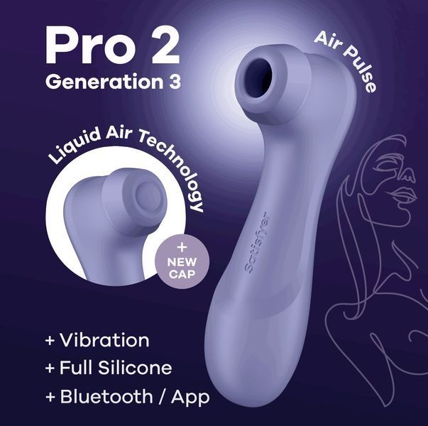 Вакуумний кліторальний стимулятор Satisfyer Pro 2 Generation 3 with Liquid Air Connect App Lilac 1176182 фото