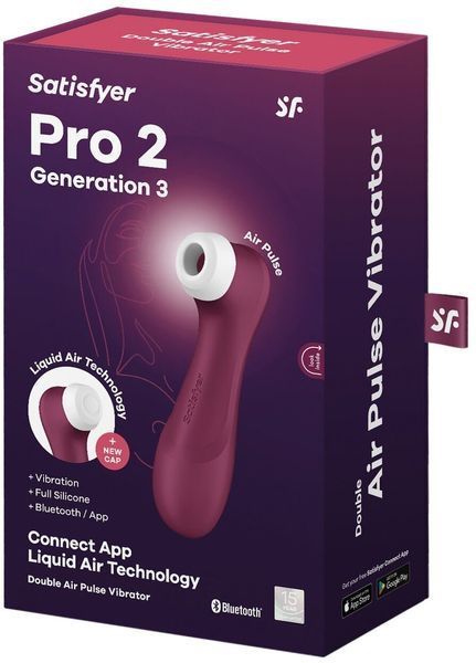 Вакуумний кліторальний стимулятор Satisfyer Pro 2 Generation 3 with Liquid Air Connect App Wine Red 1088331 фото